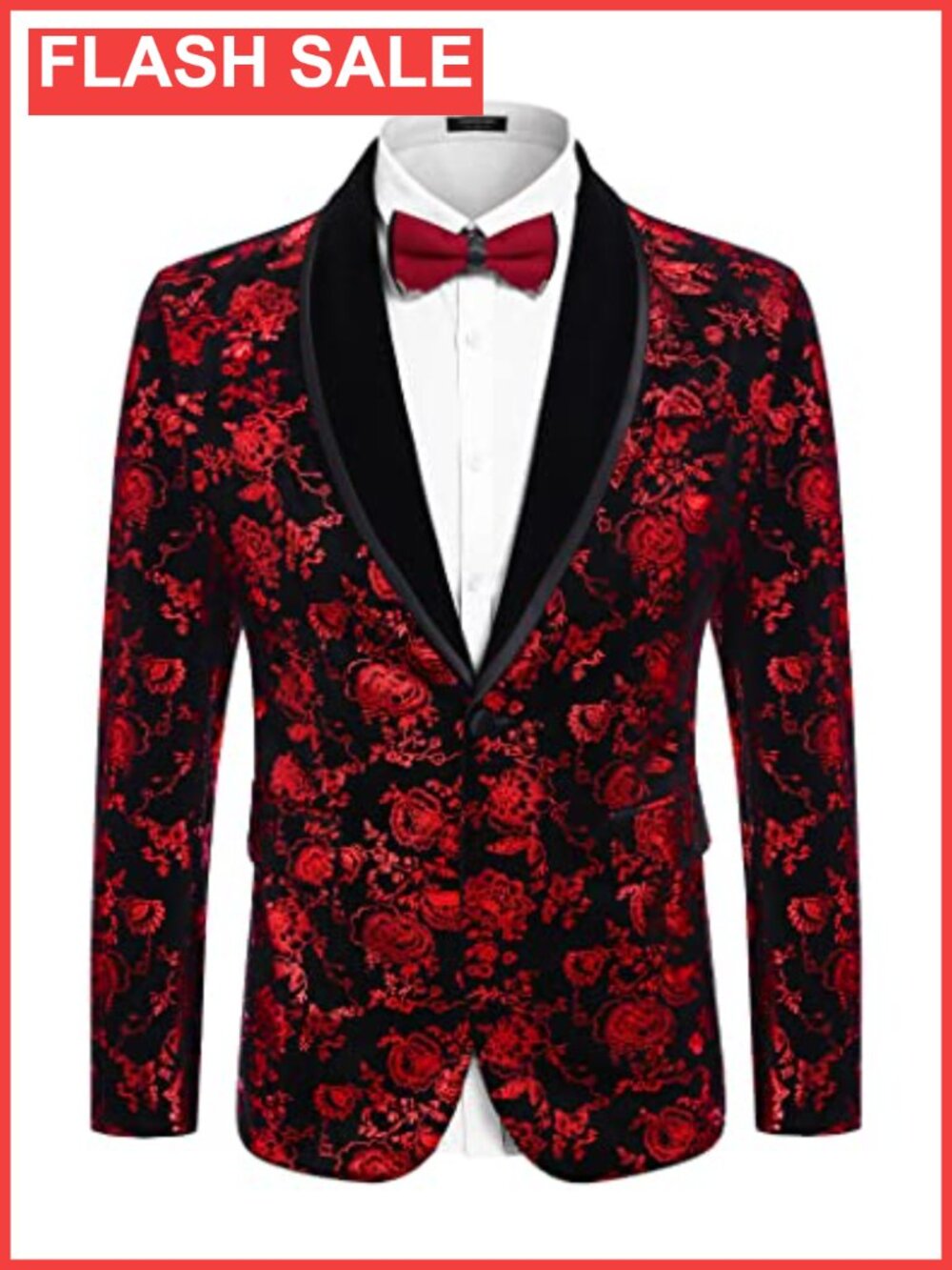 Velvet Tuxedo Floral Blazer Jacket One Button Shawl Lapel for Prom Party